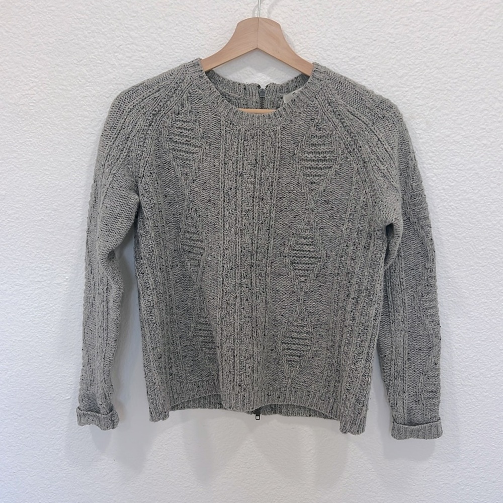 Madewell Gray Speckled Backzip Sweater